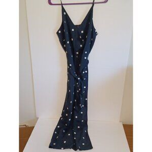 Loft Blue White Poka Dot Jumpsuit Size 4 Sleeveless Thin Strap
